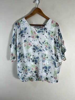Tendenze Silk Blend Floral Dolmen Sleeve Blouse Size Medium Made In Italy Top